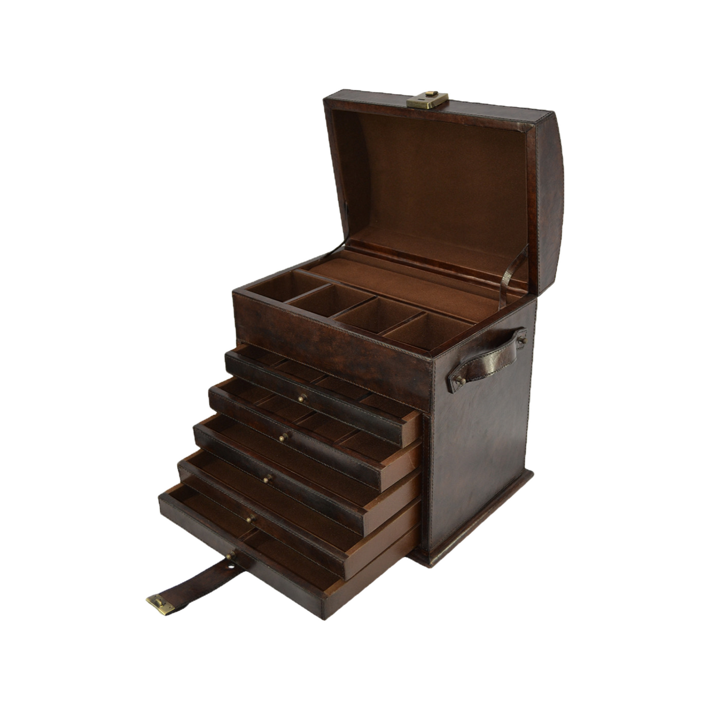 Leather Jewellery Box with Six Sections