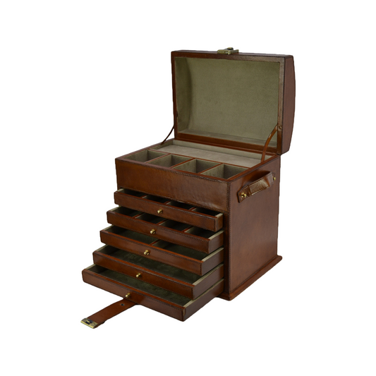 Leather Jewellery Box with Six Sections