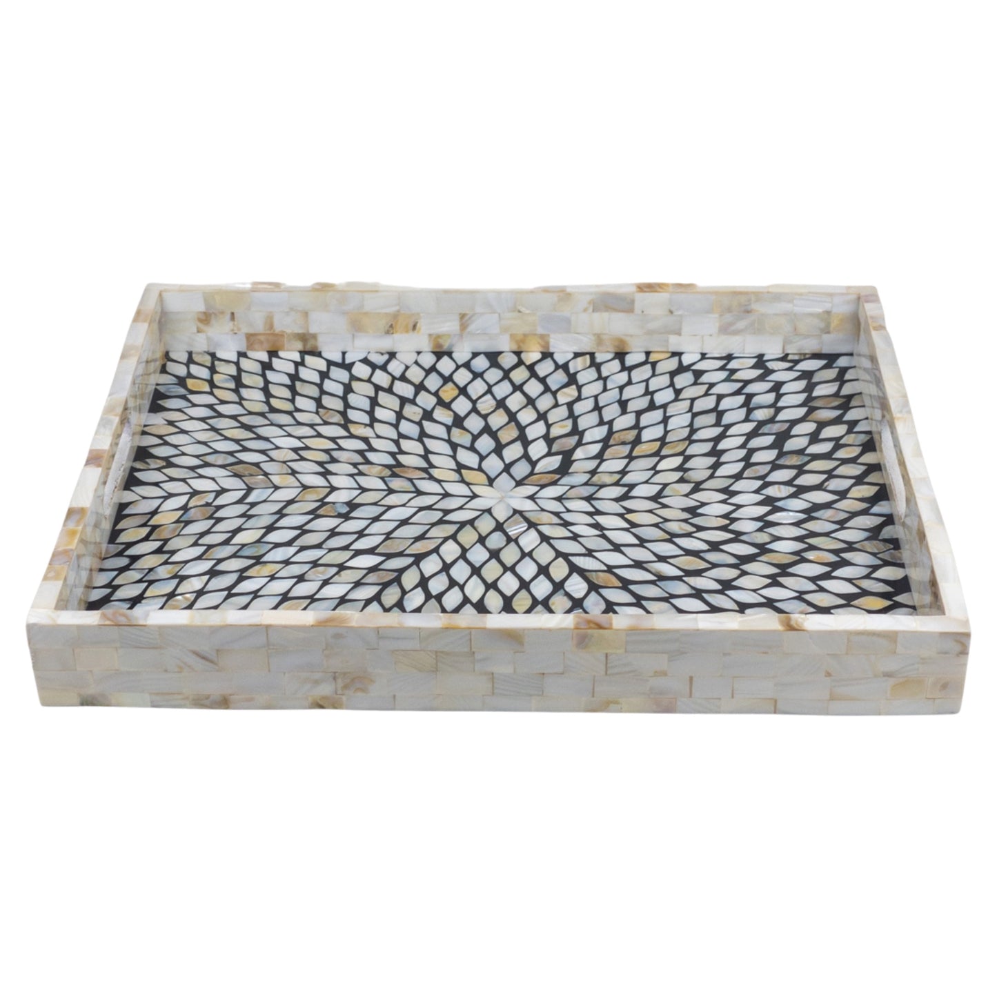 Mother of Pearl Tray Star pattern - Black