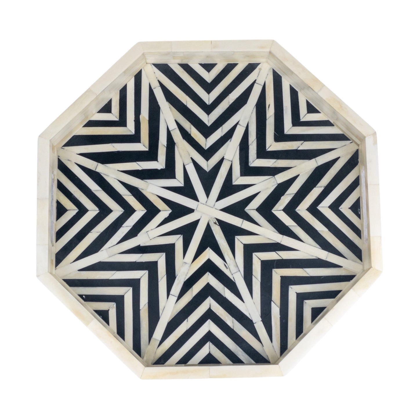 Bone Inlay Octagon tray - Black & White