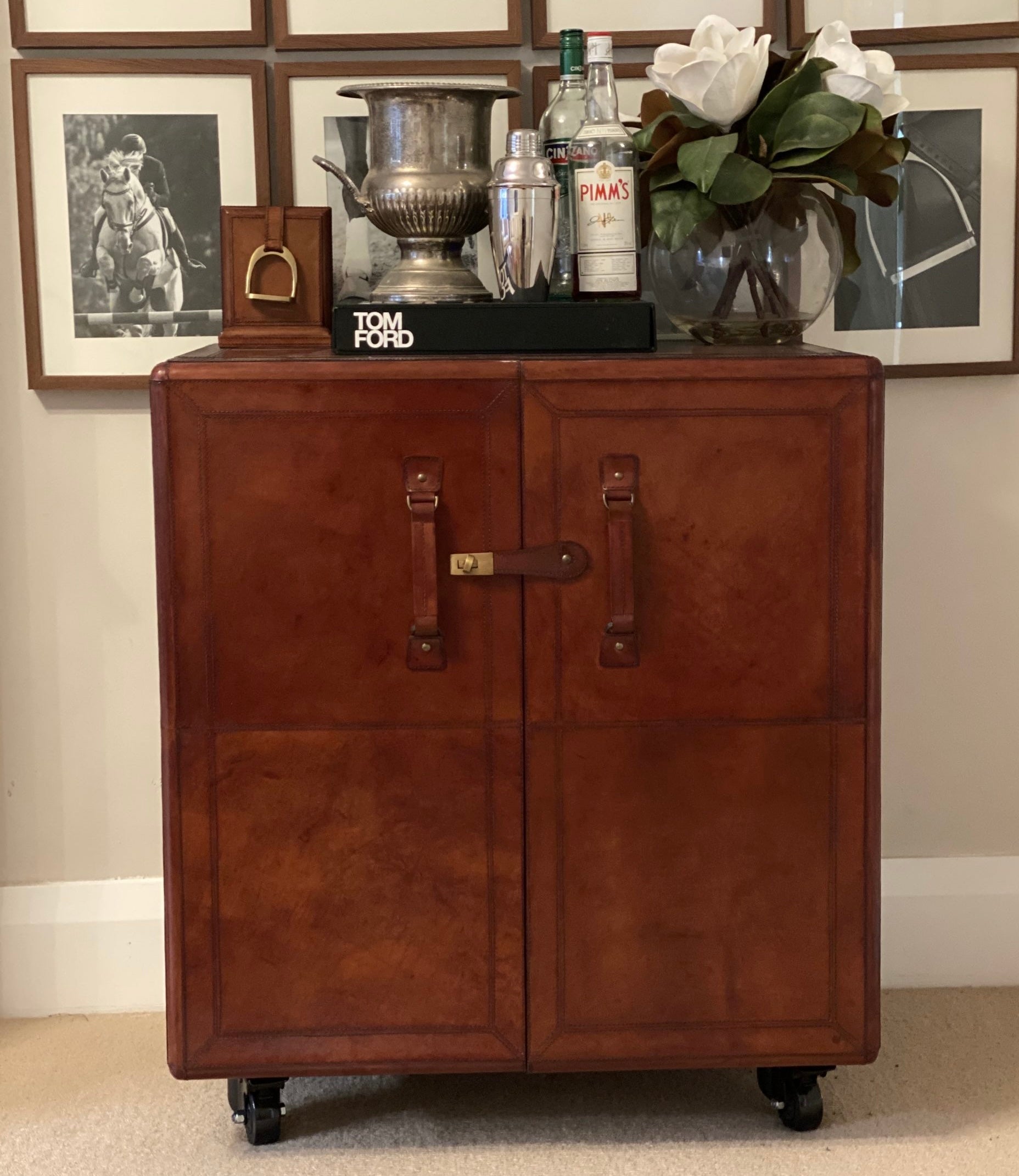 Leather drinks cabinet deals