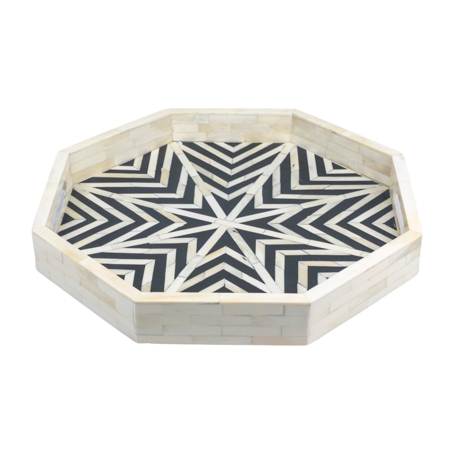 Bone Inlay Octagon tray - Black & White