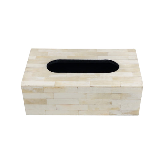 Bone Inlay Tissue Box - Ivory