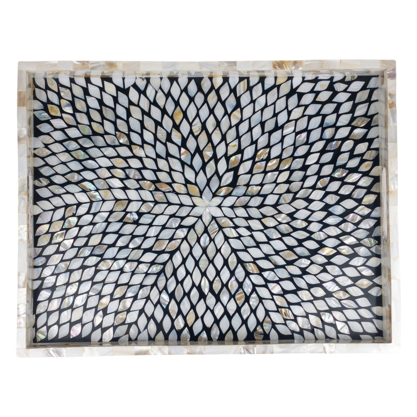 Mother of Pearl Tray Star pattern - Black