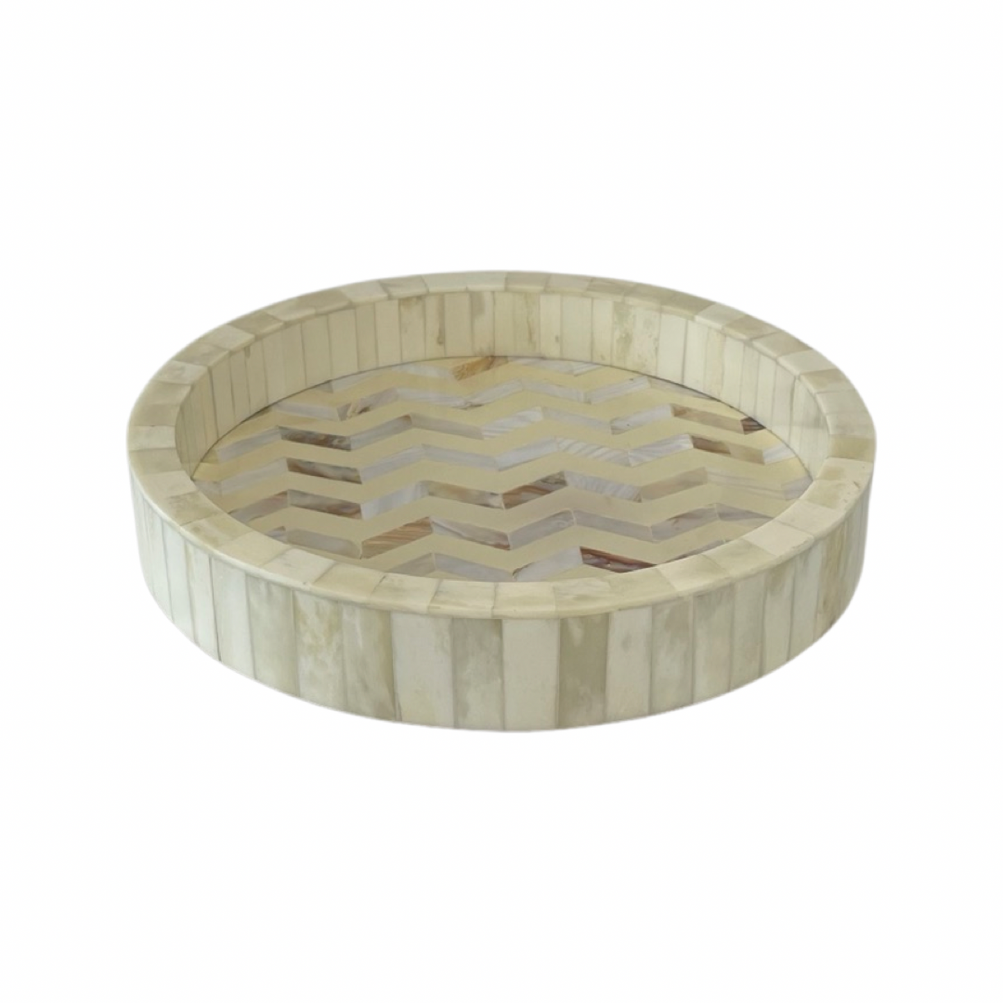 Mother of Pearl Round Tray - Ivory | Top View