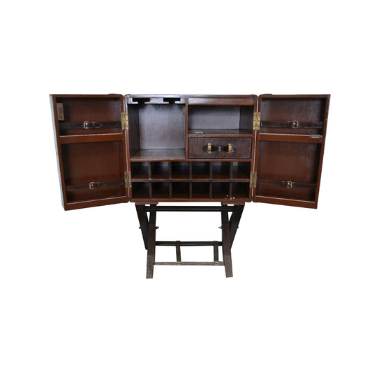Leather Bar Cabinet with Stand