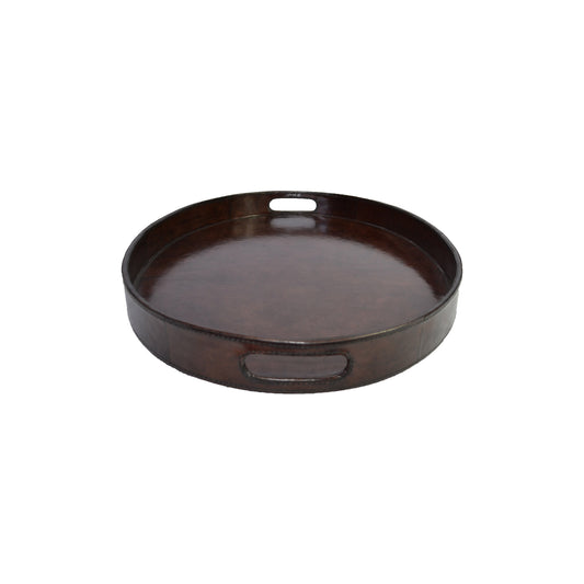 Leather Tray Round - Dark Brown