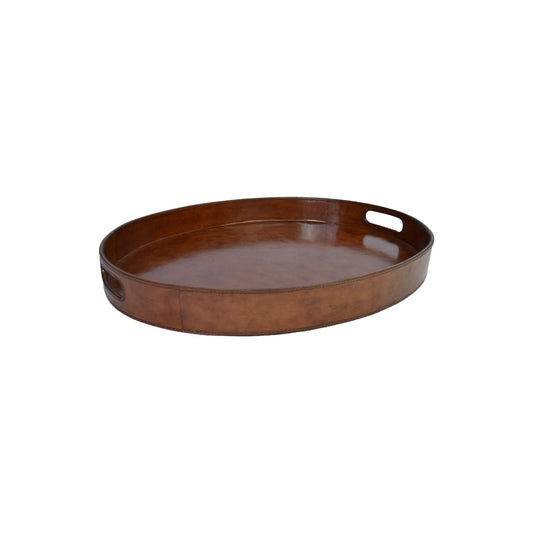 Leather Round Tray - Tan DCOR