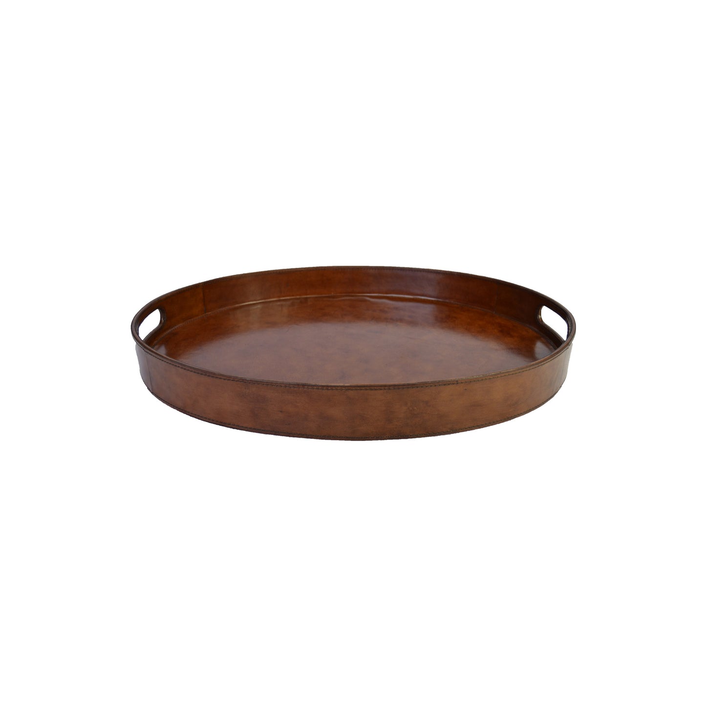 Leather Round Tray - Tan