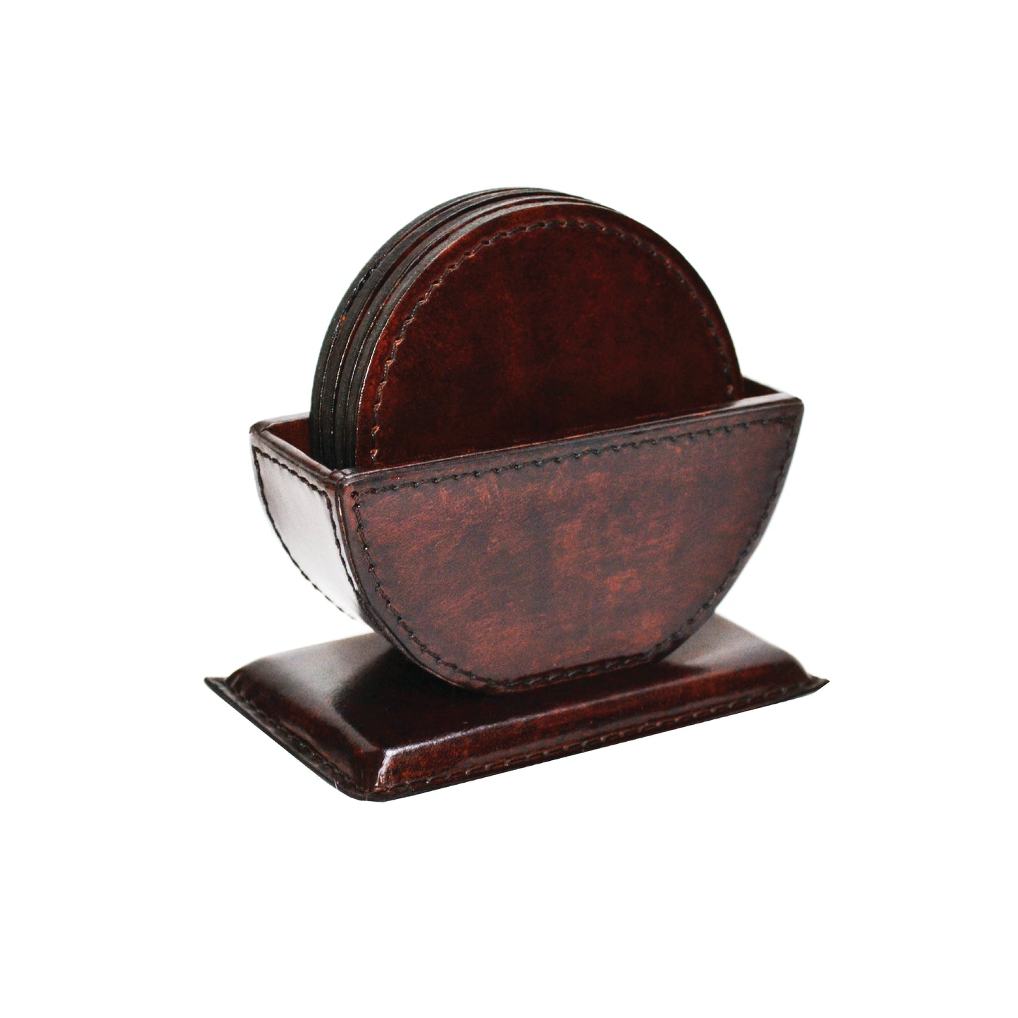 Round Leather Coaster D2 - Dark Brown