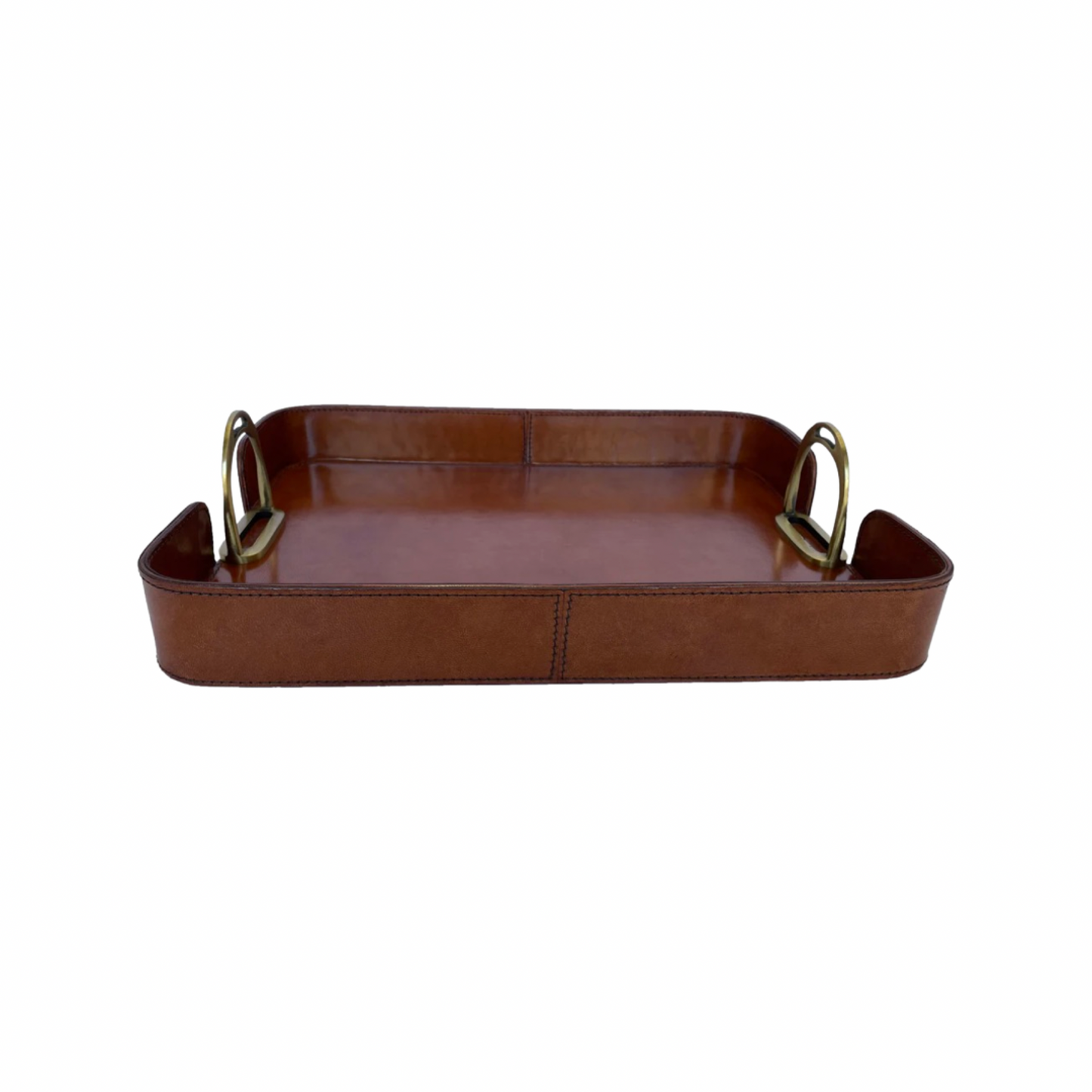 Brown Leather Tray with Stirrup