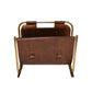 Leather Magazine Stand Metal Frame - Dark Brown - DCOR