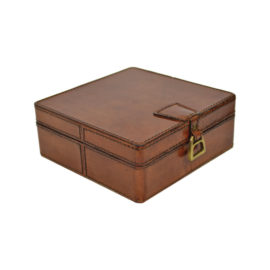 Leather Box Mini with Stirrup - Tan - DCOR