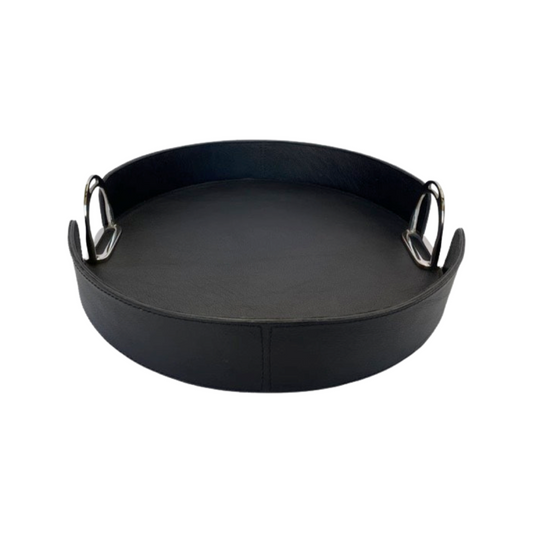 Leather Tray Round with Stirrup