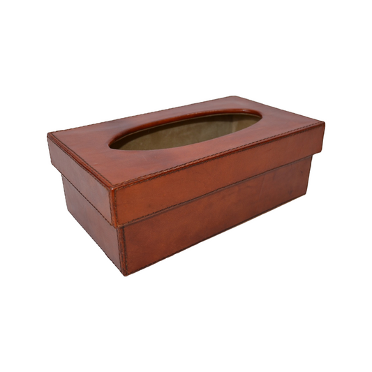 Leather Tissue Box - Tan