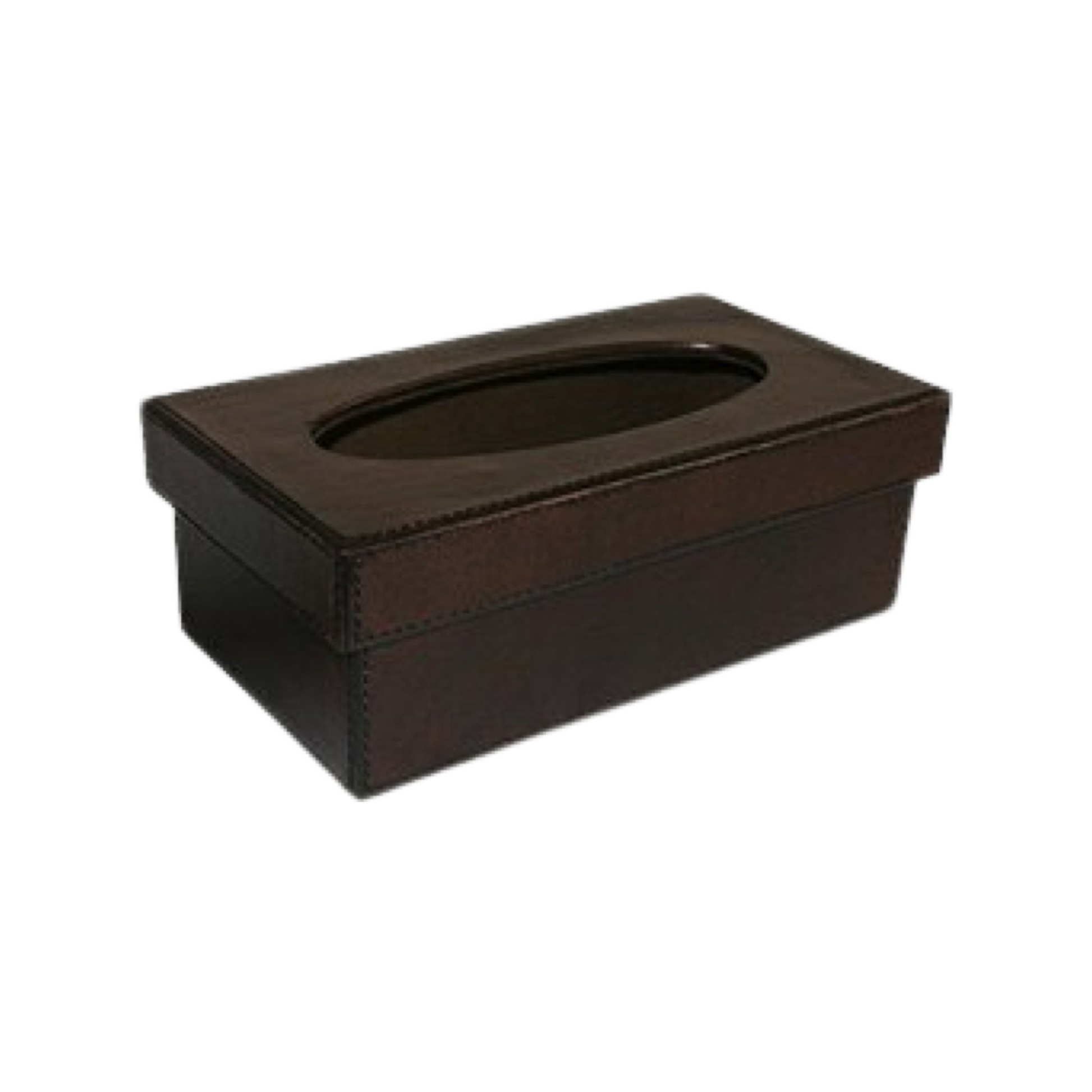 Leather Tissue Box - Dark Brown