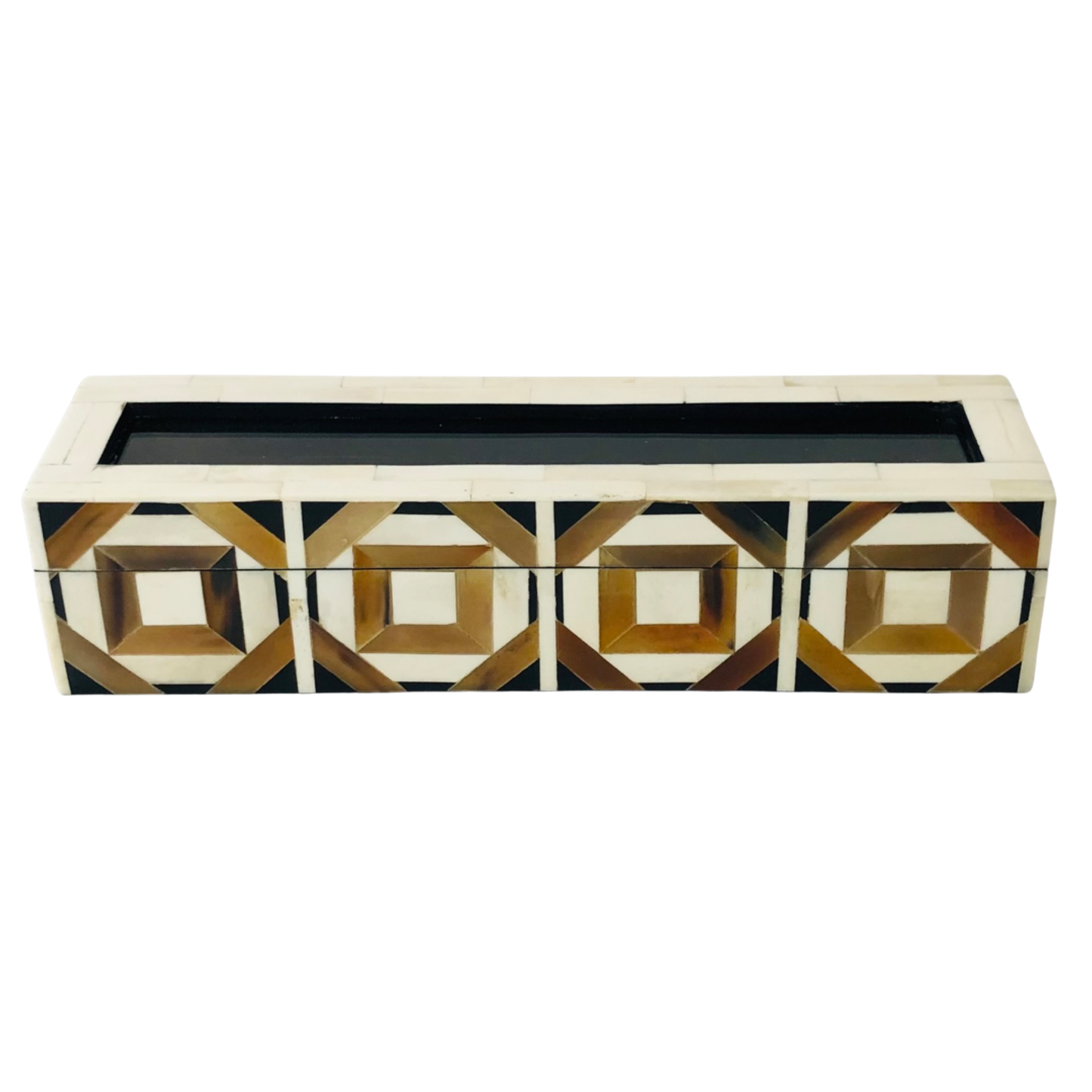 Tea Organising Box Bone Inlay - Geometric