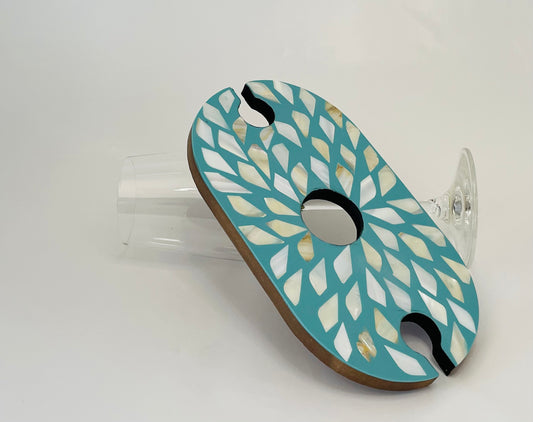 Buy Wine Caddy Two Glasses - Mother of Pearl Teal