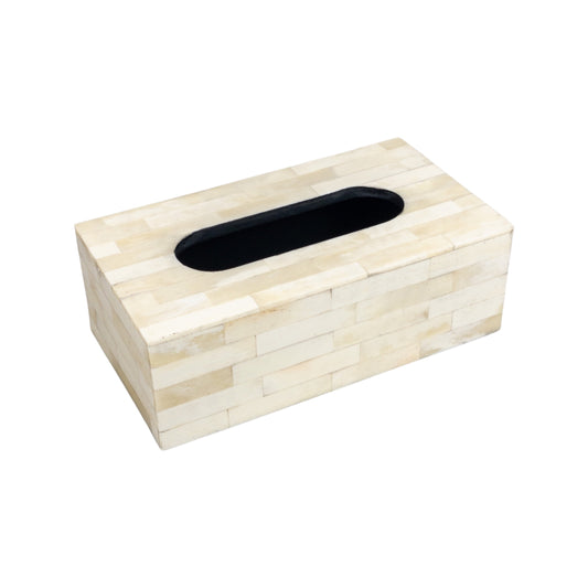 Bone Inlay Tissue Box - Ivory