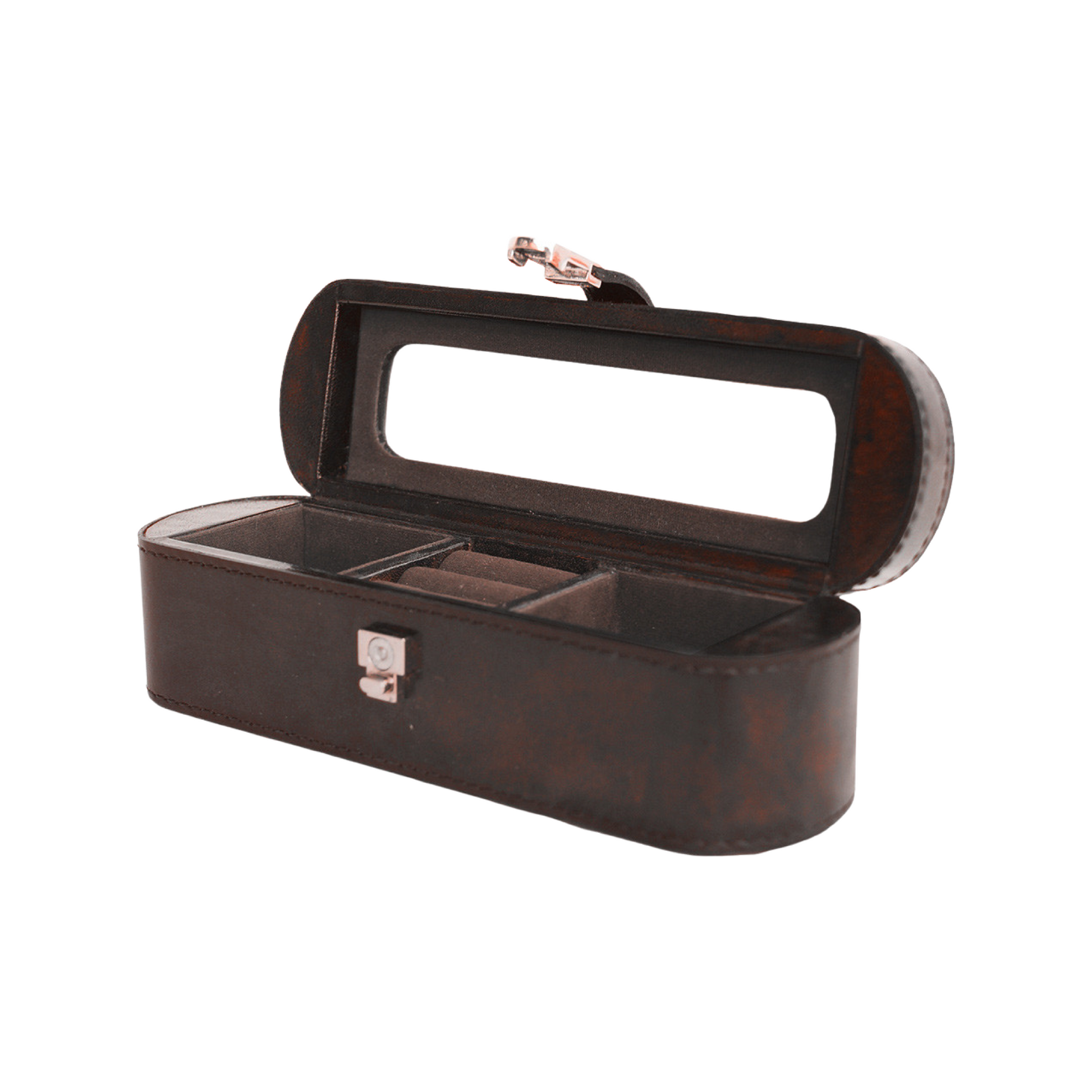 Leather Jewellery Box - Dark Brown