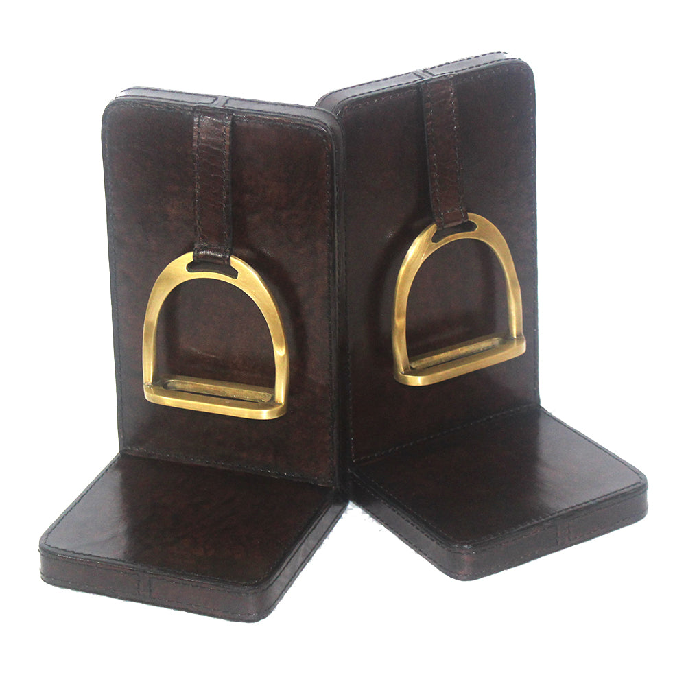 Leather Bookends with Stirrups