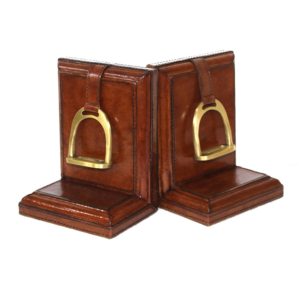 Leather Bookends with Stirrups 