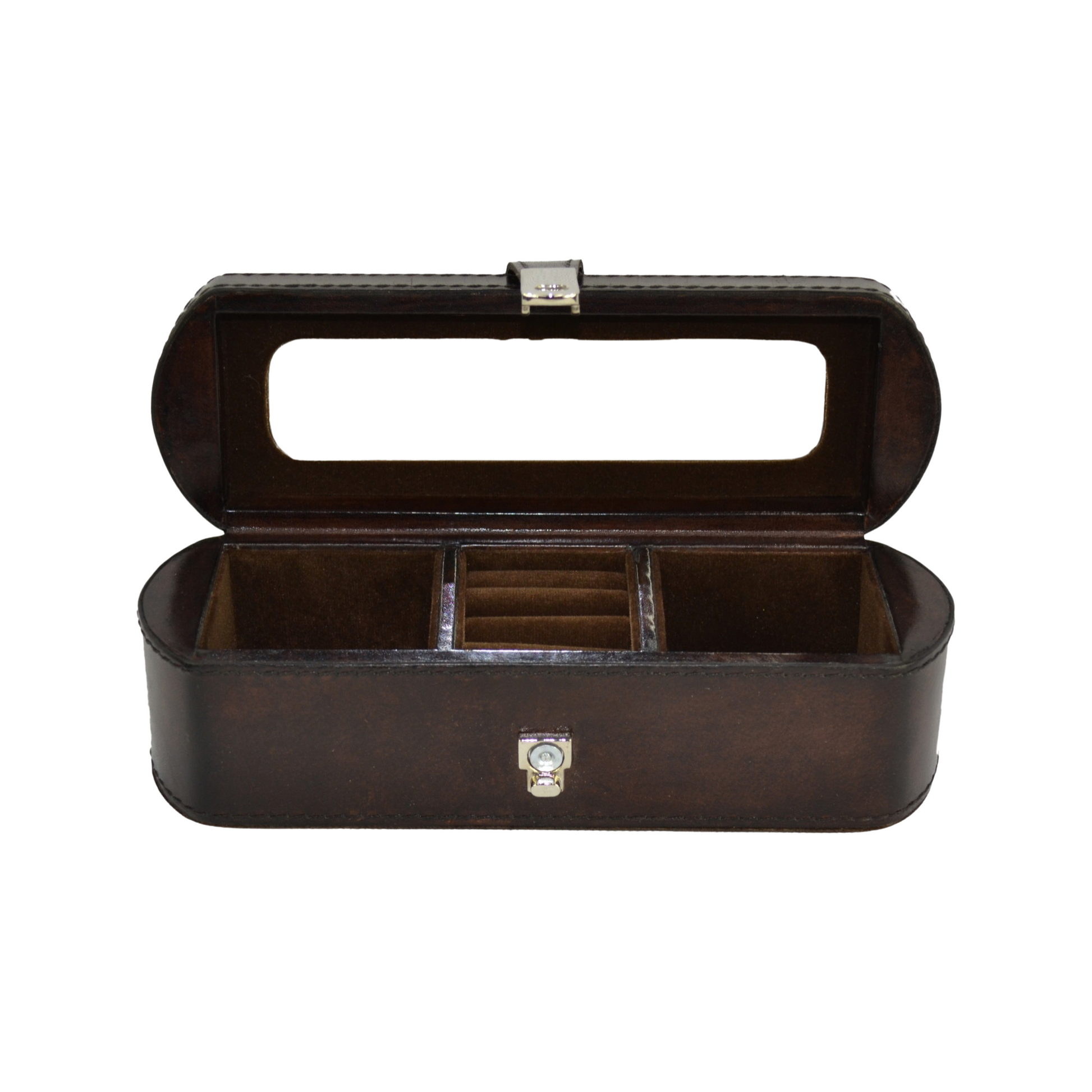 Leather Jewellery Box - Dark Brown - DCOR