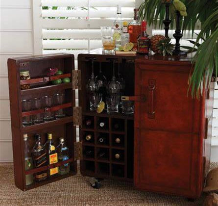 Leather Bar Cabinet 