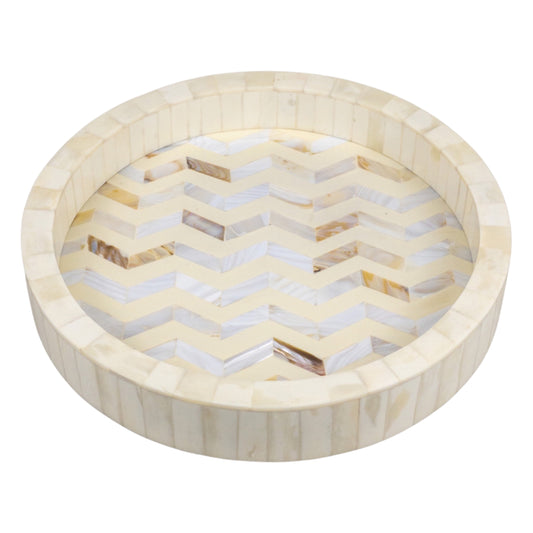 Mother of Pearl Round Tray - Ivory