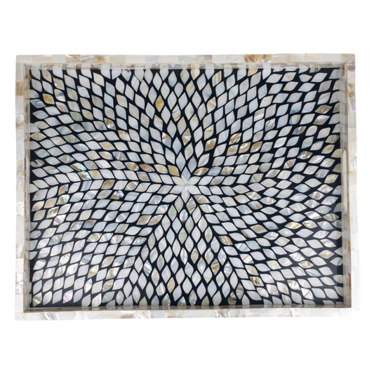 Mother of Pearl Tray Star pattern - Black