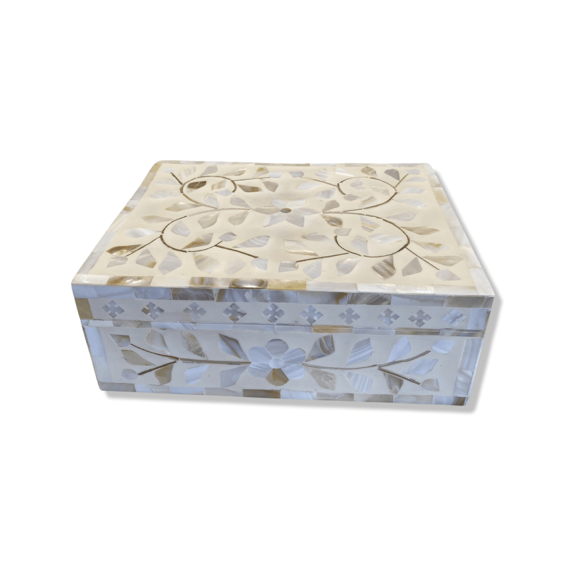 Floral Mother of Pearl Box Small - Ivory - DCOR