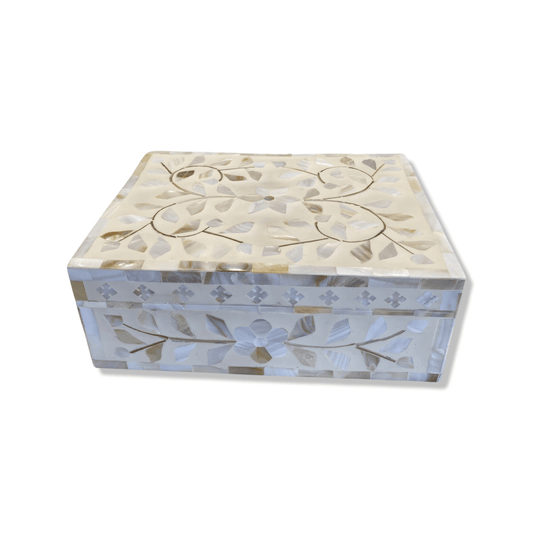 Floral Mother of Pearl Box Small - Ivory - DCOR