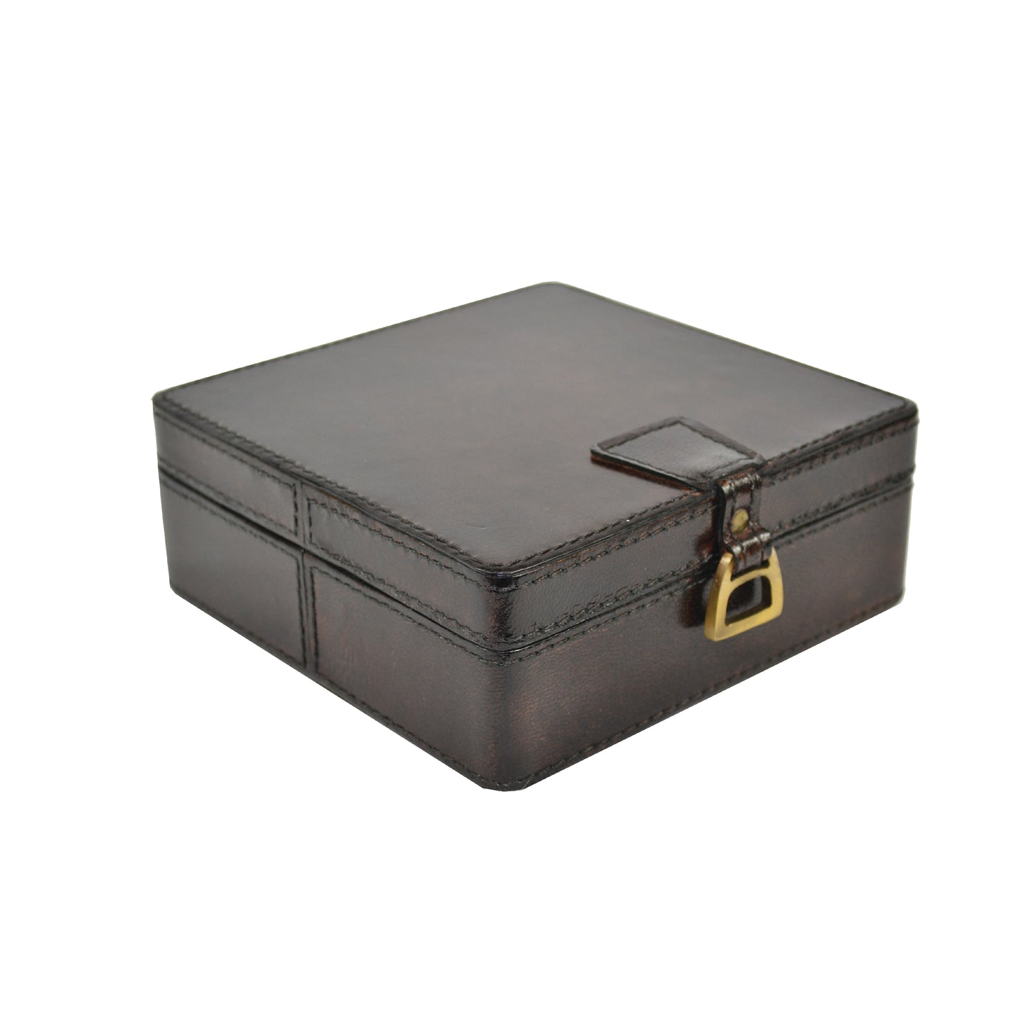 Leather Box Mini with Stirrup - Dark Brown - DCOR